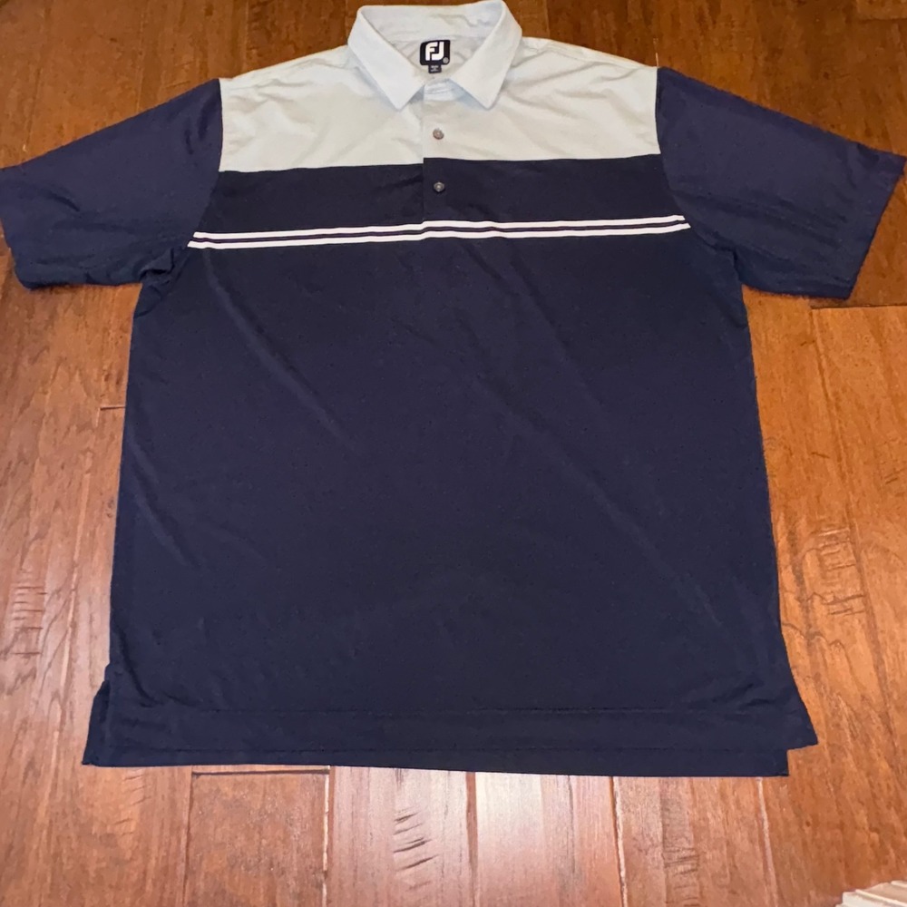 Men's FootJoy Blue & Grey Stretch Fabric Polo 2XL. No Logos